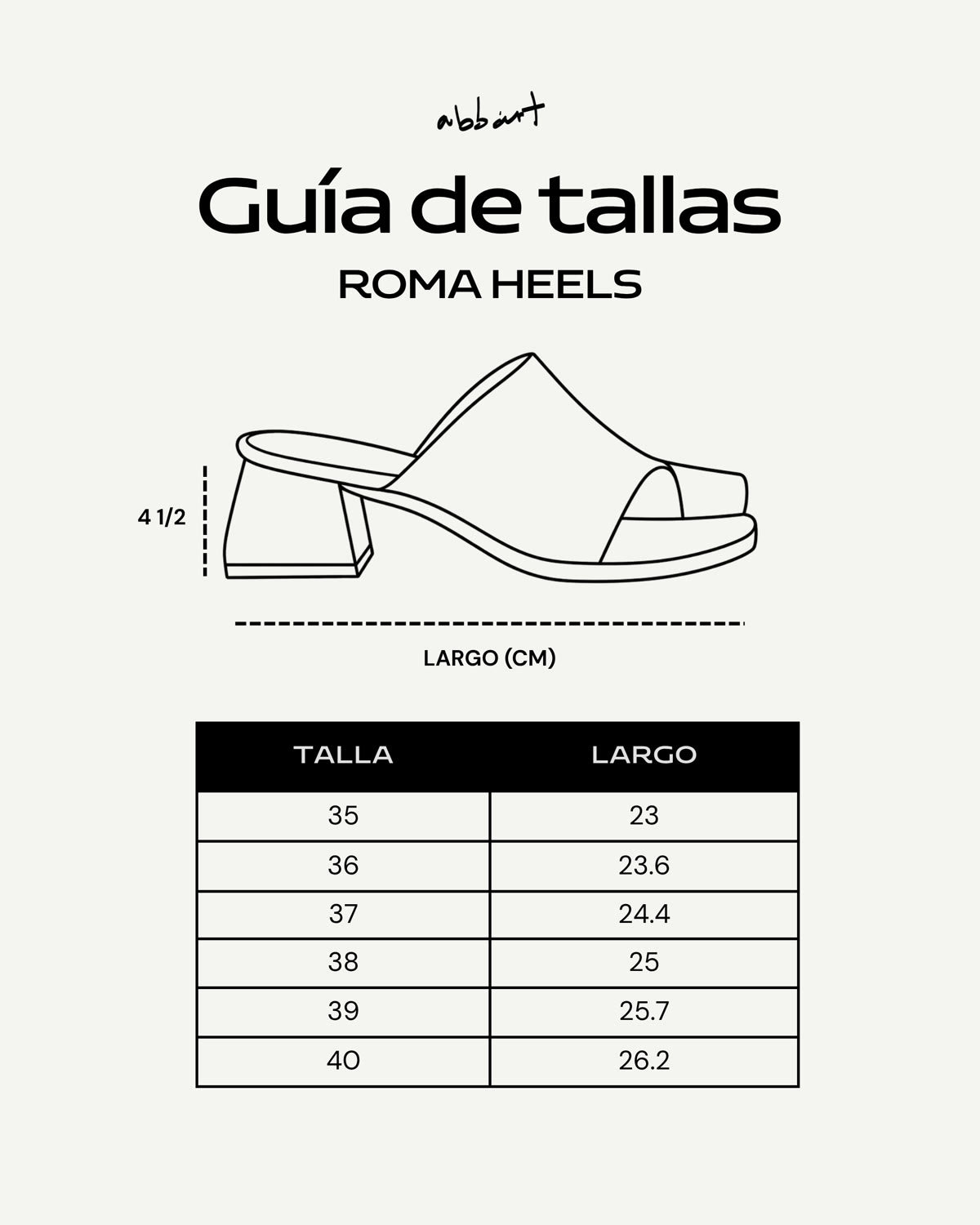Guía de tallas Roma Heels